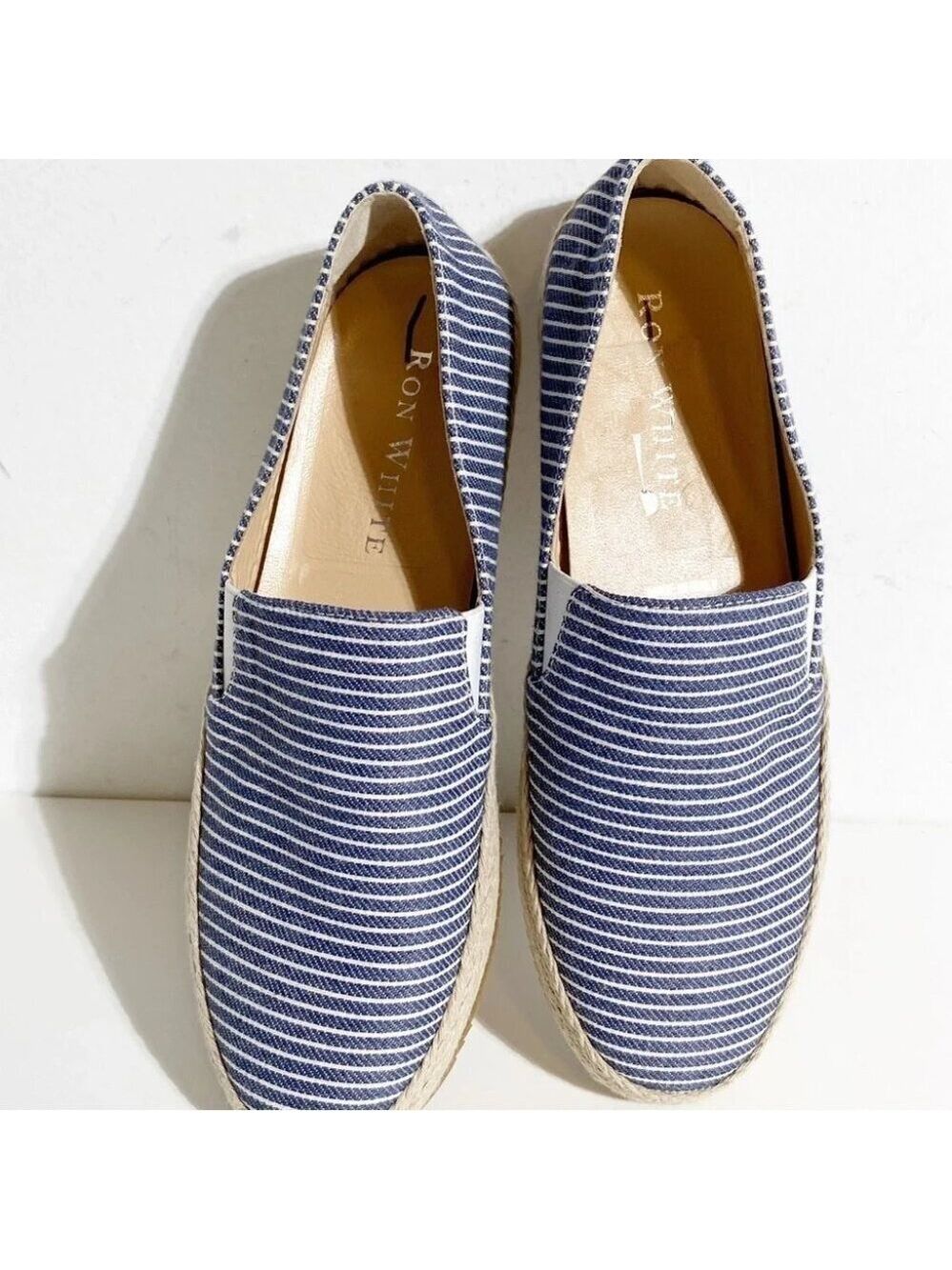 New Ron White Delilah Espadrille Loafer in Denim Stripe size 36 - Picture 3 of 6
